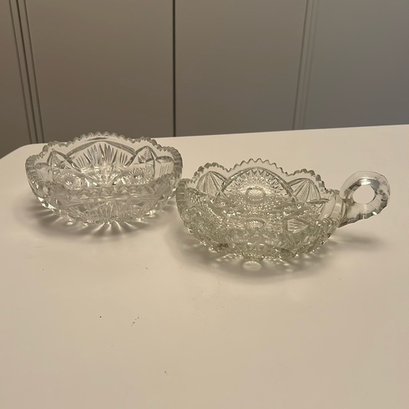 Other - Lot of 2 Vintage Clear Cut Glass Bowls Serving Dishes Set